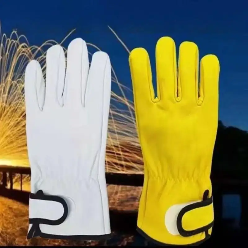 Sheepskin Leather Work Gloves 1 Pair Anti Slip Safety Gloves for Welding Suitable for Construction Workers