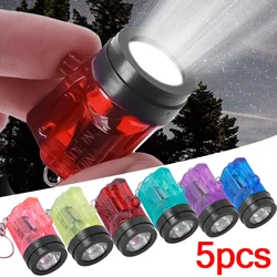 1/5pcs Mini Keychain Flashlight Colorful Battery Powered Torches Keychain Pendant LED Luminous Key Chain Light for Outdoor Camp