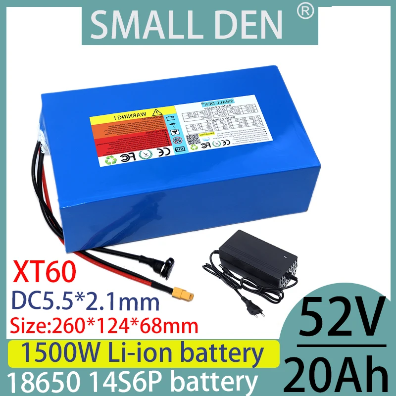 52V 20Ah 18650 customizable lithium battery pack 14s6p suitable for various transportation vehicles,customizable+ 2A 3A charger