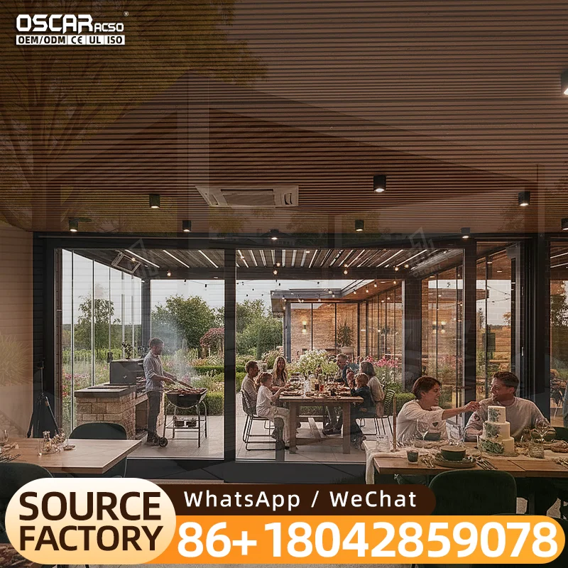 Retractable Folded Louvered Electric Roof for Pergola with LED Ideal for Garden Patio Backyard pergola