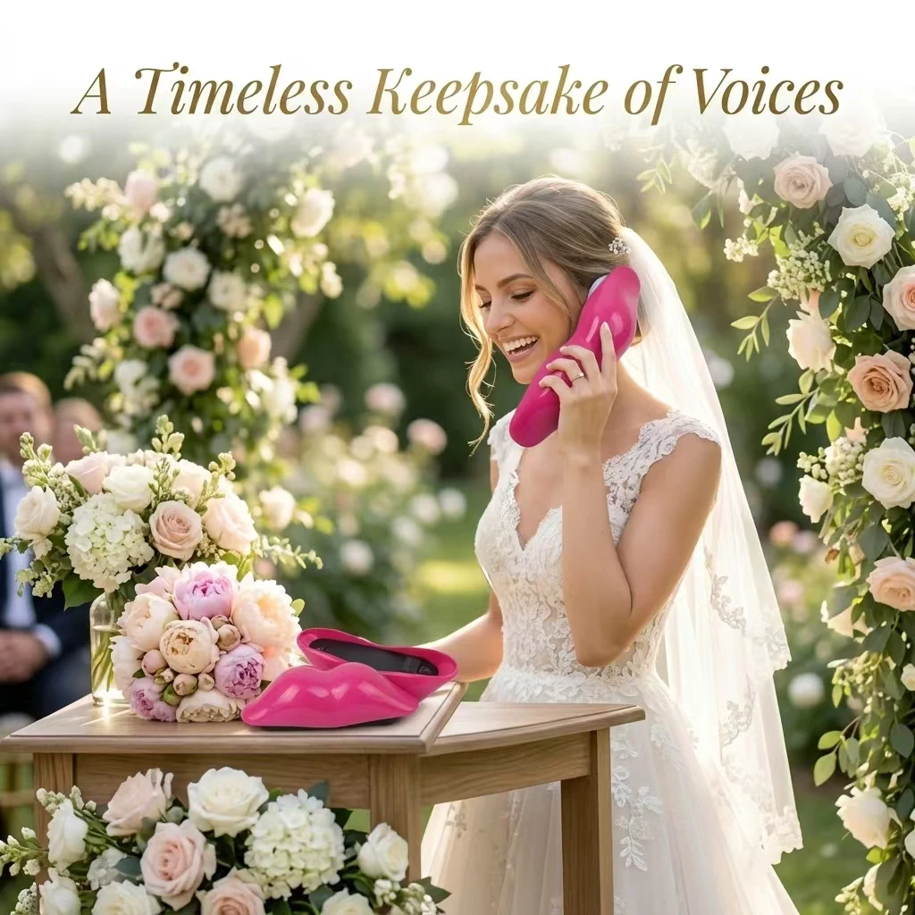 Wedding Audio Guest Book & Doorbell, Lips-Shaped Voice Recorder With 8GBMemory, Infrared Motion Sensor With Voice Prompt, 2-in-1