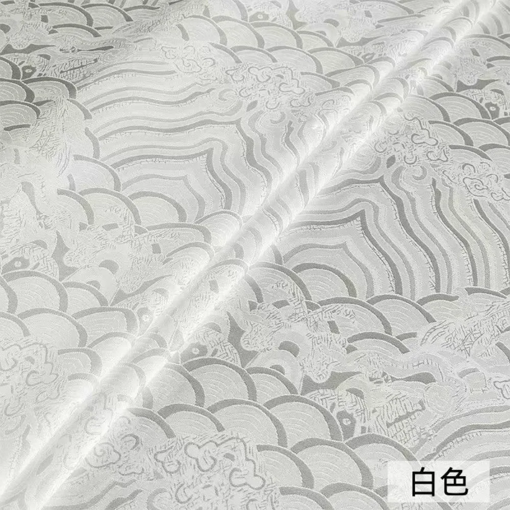 New Chinese Style Two-Tone Cationic Acetic Acid Jacquard Fabric, Wave Floral Textile for Cheongsam Hanfu Mamianqun Tang Suit