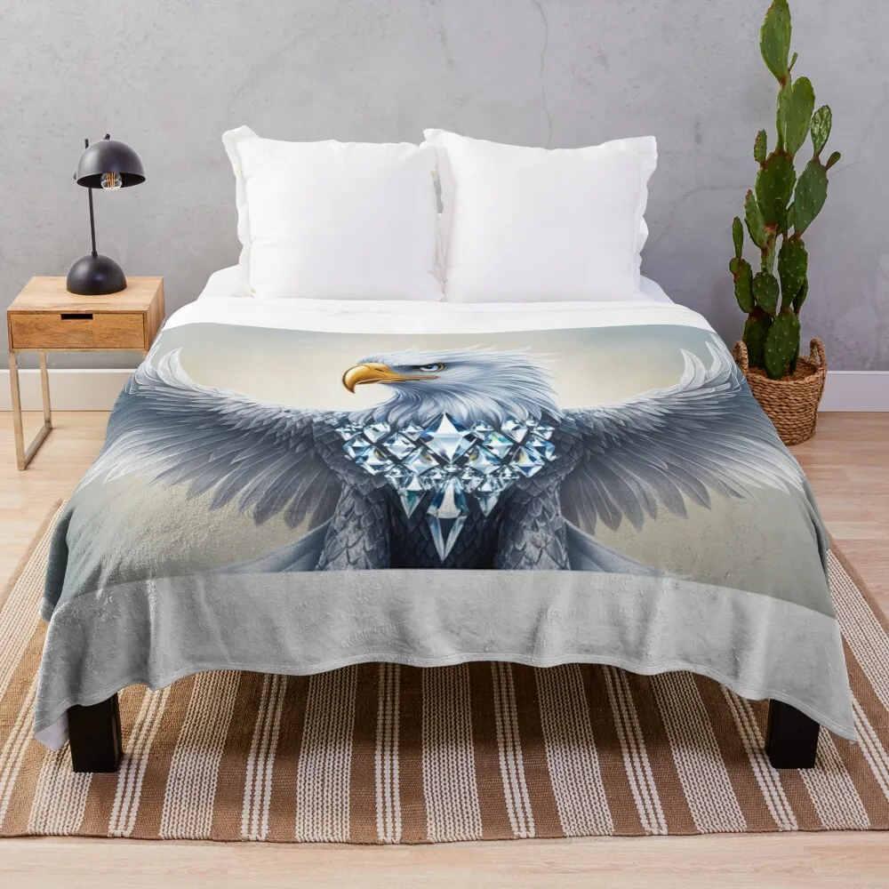 Crystal Eagle: Symbol of Vision and Determination T-Shirt Throw Blanket Multi-Purpose Hair Blankets