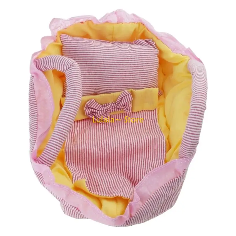 Y4QA Adorable Doll Sleeping Basket Doll Cradle For 12Inch Dolls Soft And Durability
