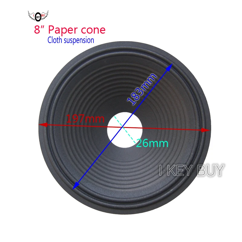 2pcs/Lot 8inch 197x26mm Height 37mm Cloth Suspension Edge Speaker Mat Paper Cone  Audio DIY Repair Parts Woofer