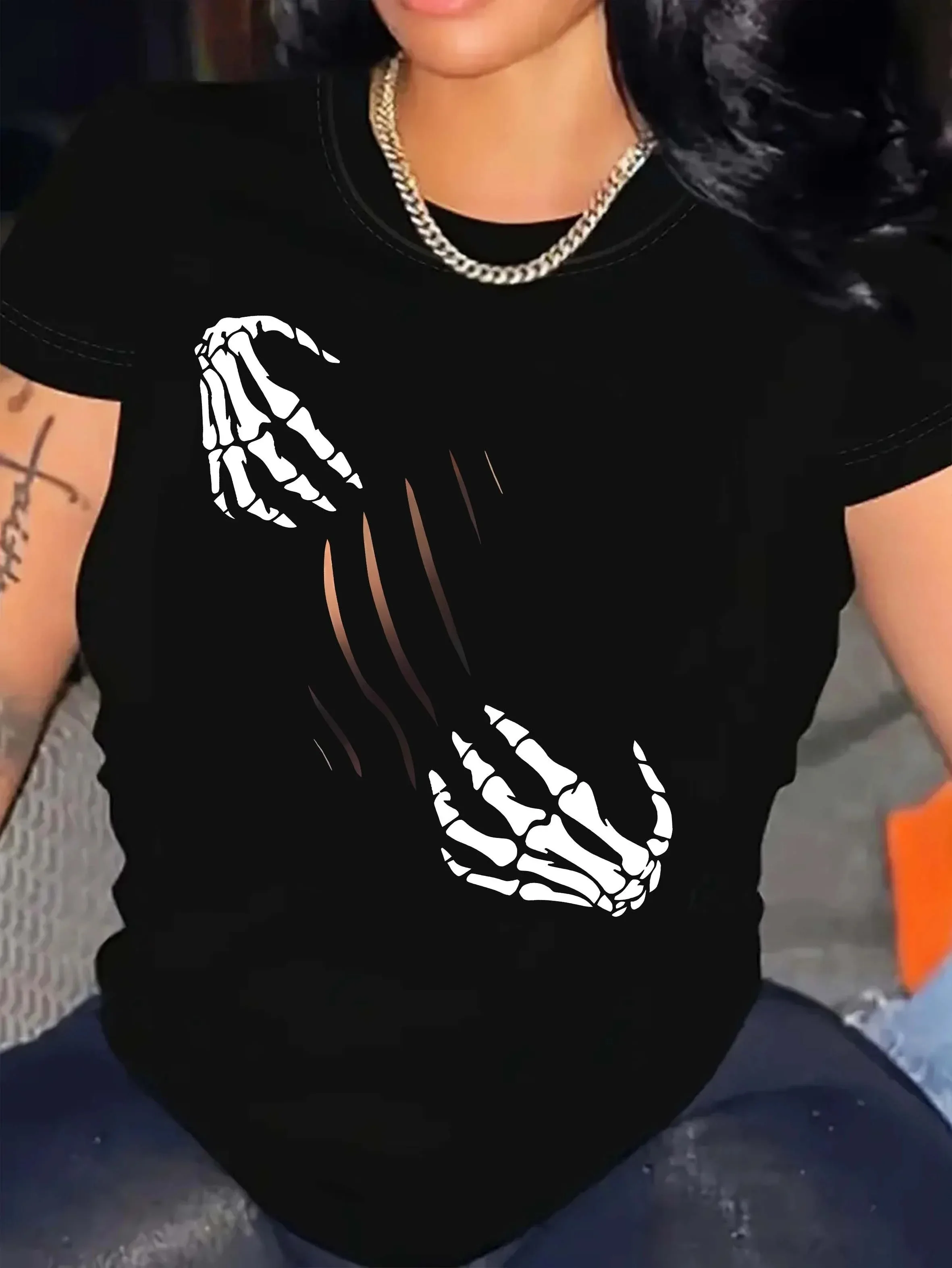 

Women's Plus Size T-shirt Graphic Short Sleeve Clothing Top, Loose and Casual, Soft and Comfortable Breathable, Outdoor Sports