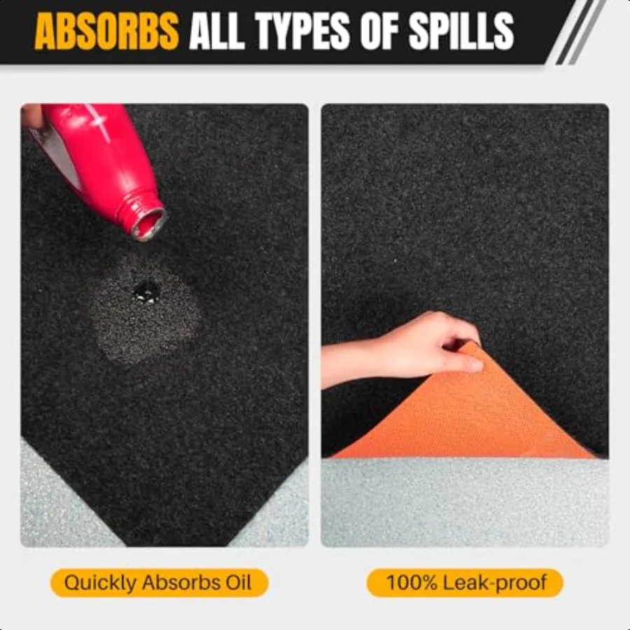 Heavy Duty Oil Spill Mat Garage Floor Mat for Under Car 64" X 64" Waterproof 1 4" Rubber Backing Protects Floor Reusable Absorb