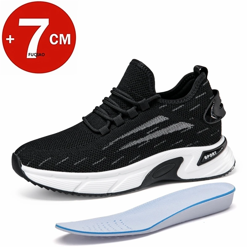 

Мужские кроссовки-невидимки на низком каблуке 7 см для увеличения роста, дышащие, с мягкой подошвой, повседневные, с сетчатым верхом, на танкетке