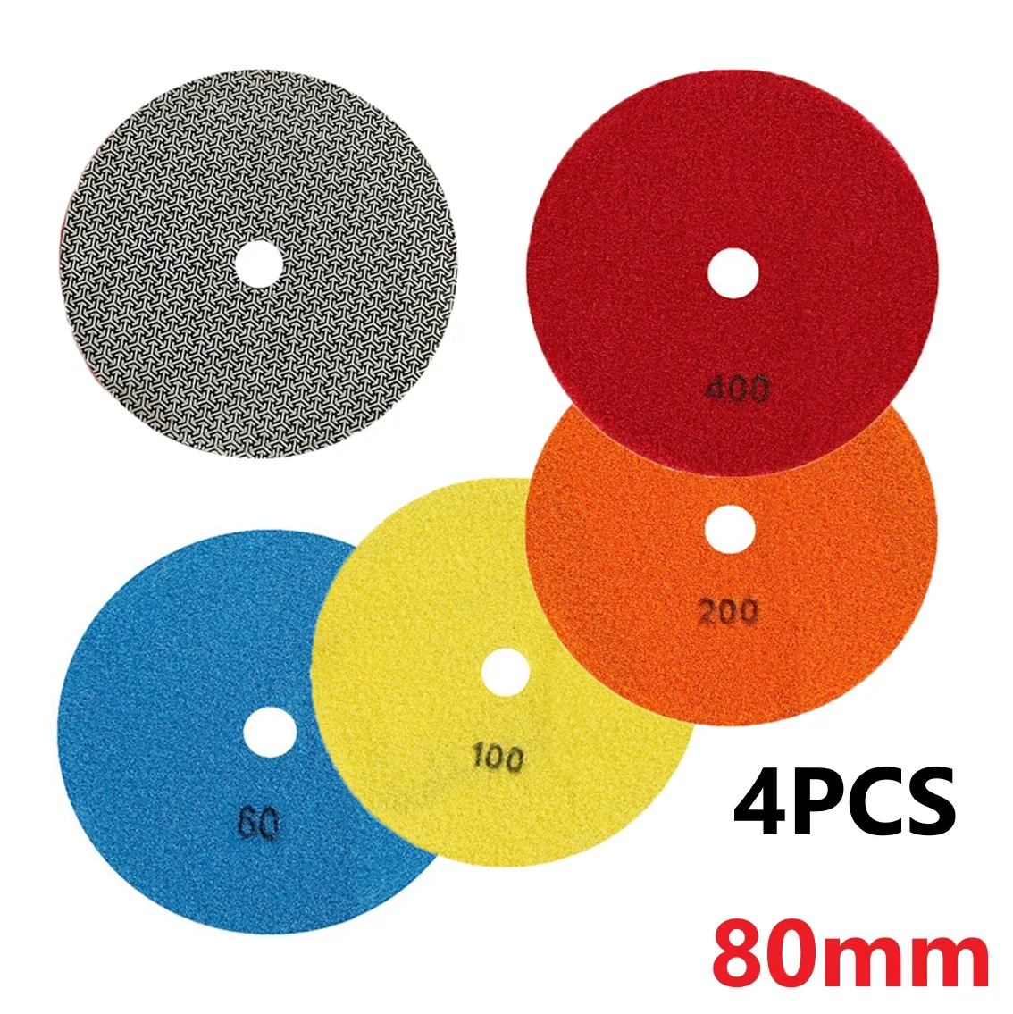 

4pcs 80mm/3" Emery Electroplated Polishing Pad 60/100/200/400 Grit For Granite/Marble/wood/metals/glass Sanding Disc Accessories