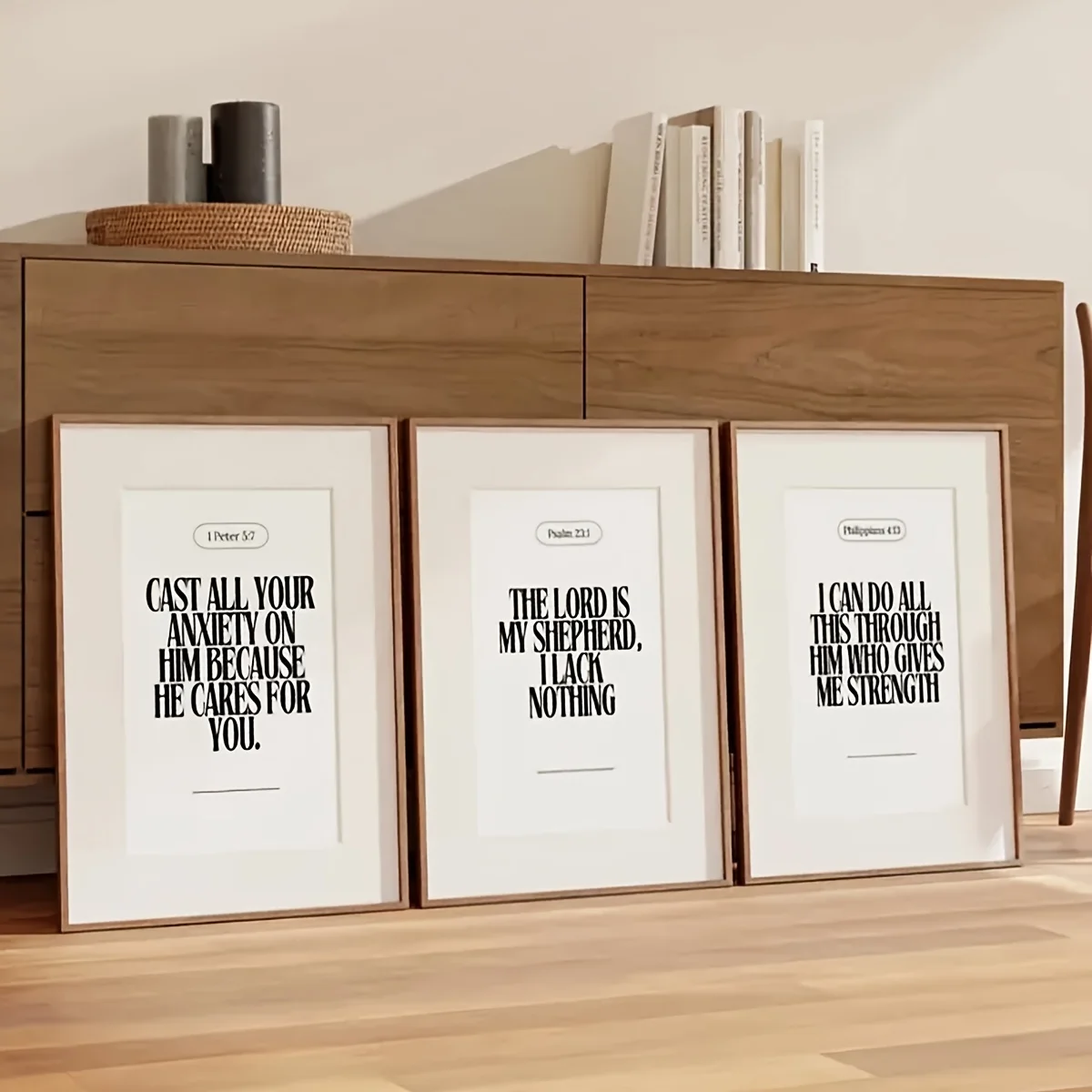 Set of 3 Inspirational Christian Canvas Art Prints, Bible Verses Posters, Frameless Motivational Scripture Decor for Home and Of