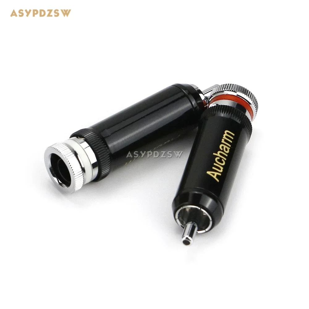 2 PCS copper rhodium plating Lotus plug HIFI Audio amplifier Lockable RCA plug