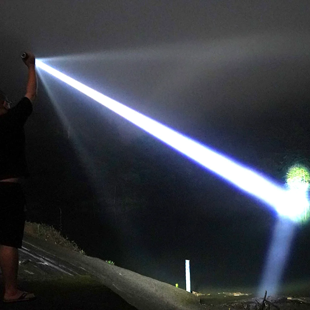 100000000LM Most Powerful LED Flashlight Ultra Bright White Laser 8900M Tactical Torch Light Rechargeable Flashlights Adventure