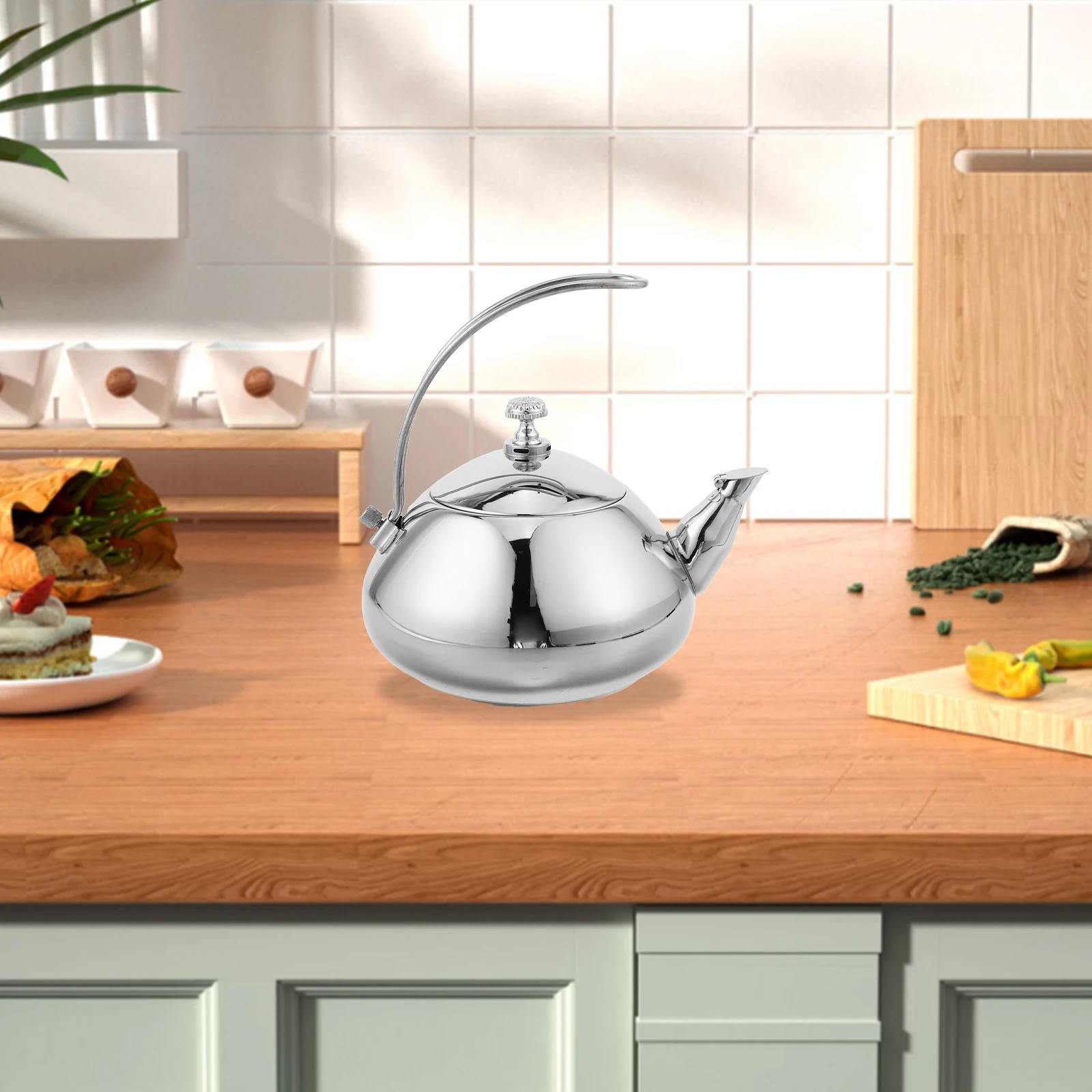 

Stainless Steel Teapot Kitchen Kettle Induction Compatible Precision Filter Ergonomic Handle Retro Style Travel Use