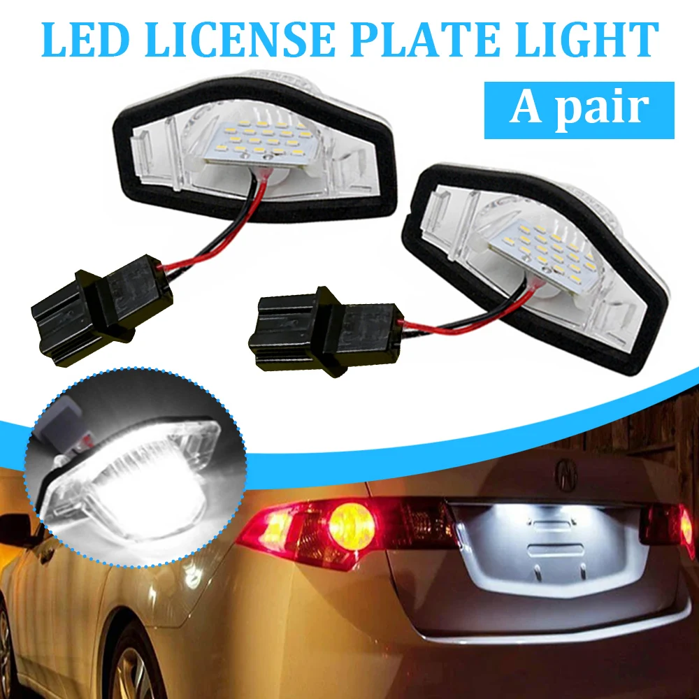 

2Pcs Car Number License Plate LED Light For Honda Crv Fit Odyssey Jazz Hrv Frv CR-V Stream 12V SMD 18 LED Number Lamp