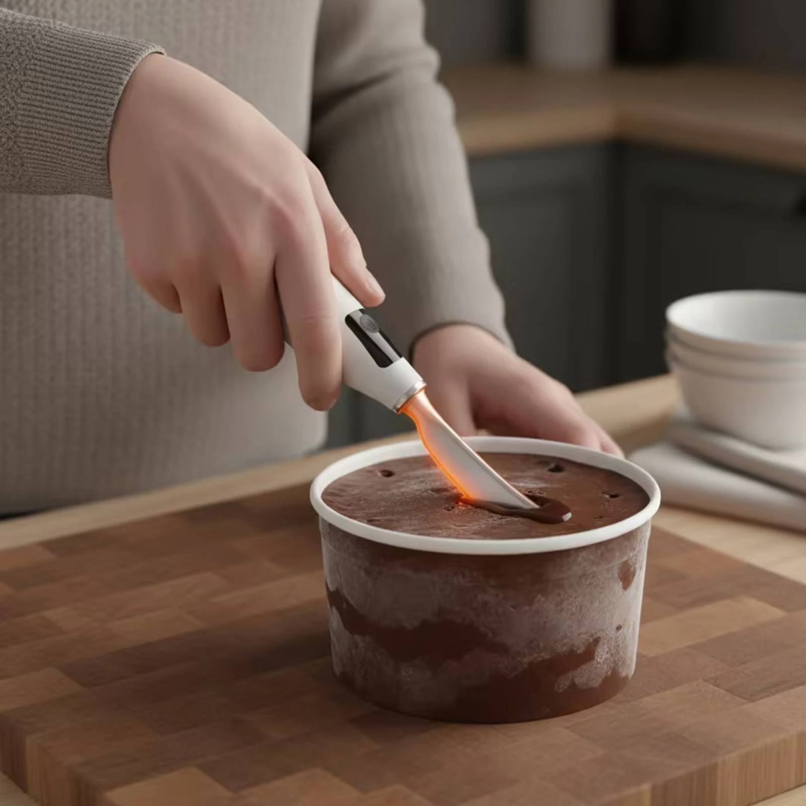 Rechargeable Electric Ice Cream Scoop Cordless Heated Ice Cream Scoop Kitchen Tool Warm for Home Cooks, Dessert Station