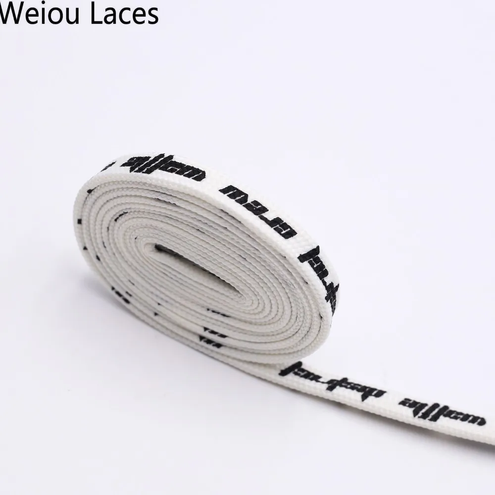 Weiou Flat Printed Waffle District Crew Shoelaces Beige Double-sided Printing Silk Screen Shoestring Sneaker Hoodie Drawstring