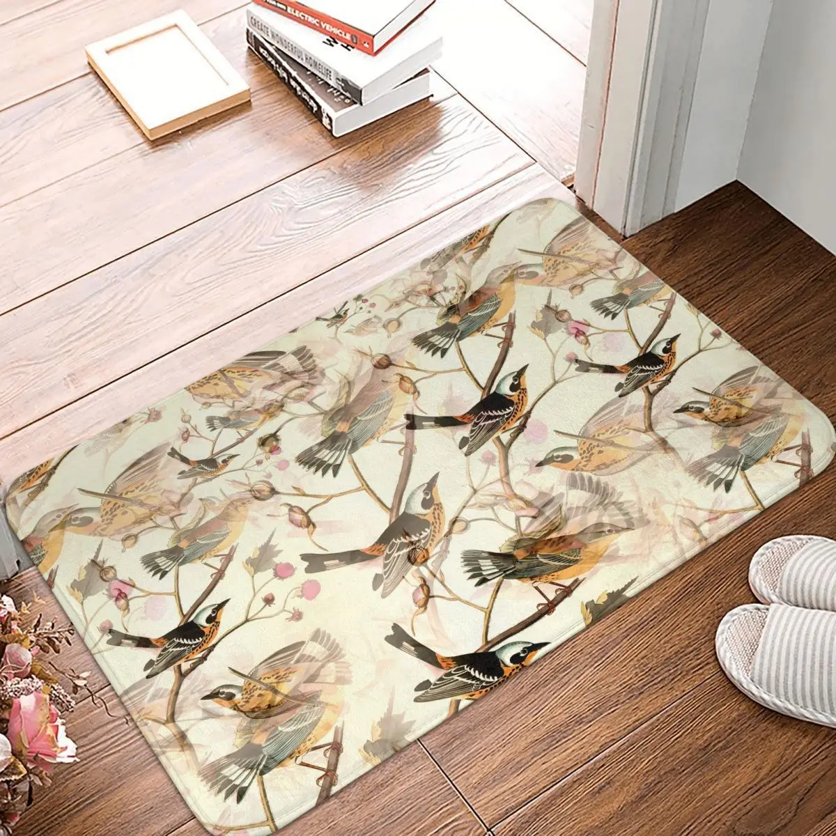 Ancient Style Bird Perch Front Door Mat Anti-Slip Indoor Quick Dry Doormat Kitchen Balcony Entrance Rug Carpet