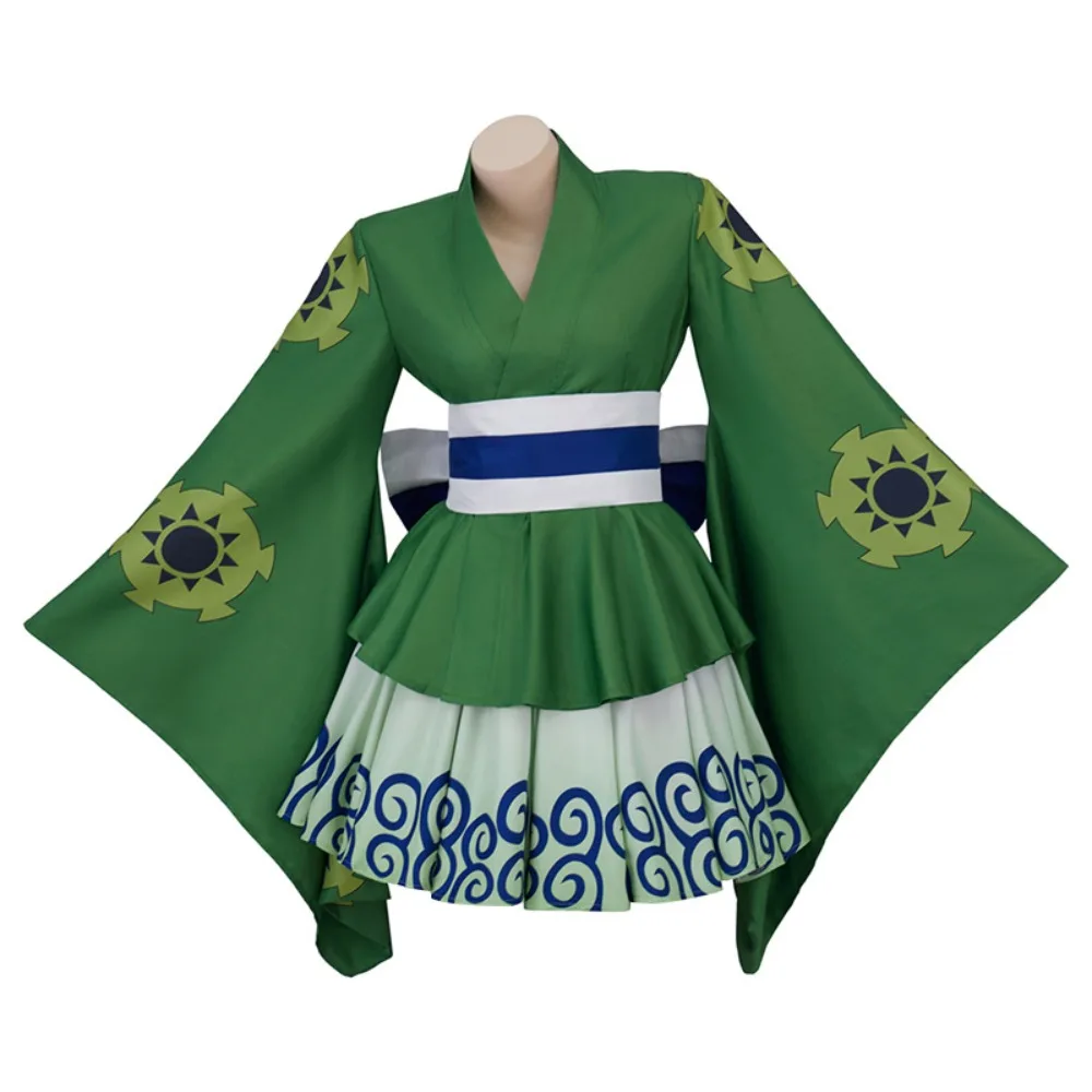 

Anime Roronoa Zoro Cosplay Costume Women Lolita Kimono Dress Zoro Kimono Green Set Female Halloween Carnival Party Suit