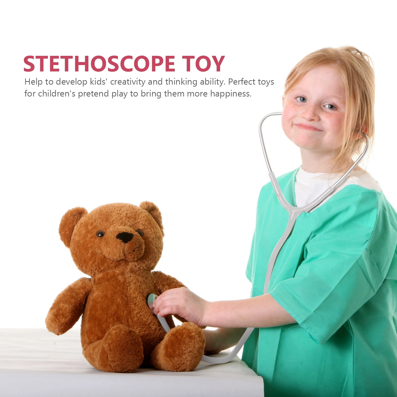 

White Simulation Stethoscope Props Kids Nurse Doctor Role Play Toys Pretend Accessories Children Stethoscopes For Playing School