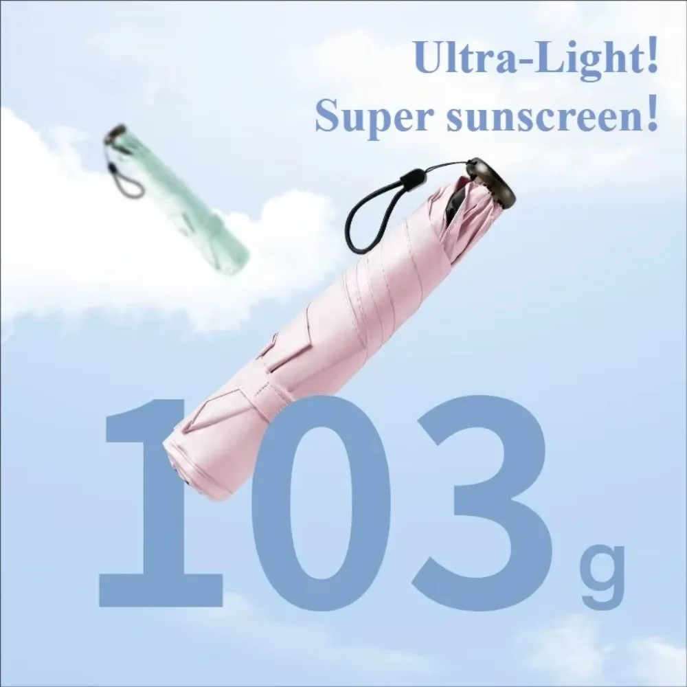 New Foldable Manual Sun Umbrella 6-Bone Frame Sun Protection Dual-Purpose Umbrella Ultra-Light UV Protection Pencil Umbrella