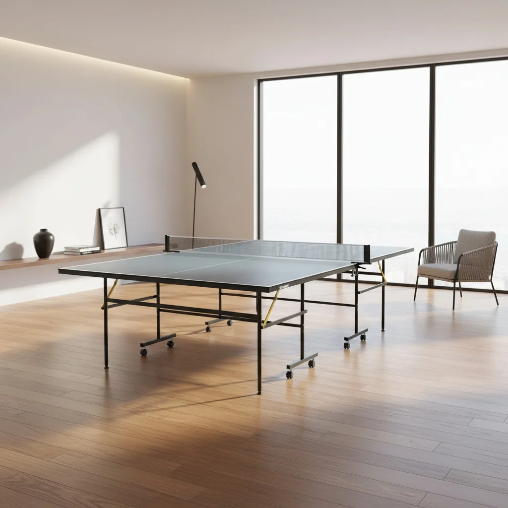 fj- 12mm MDF Top Table Tennis Table, Portable Folding Ping Pong Table with Wheels, CE/ASTM Standard, Factory Price@