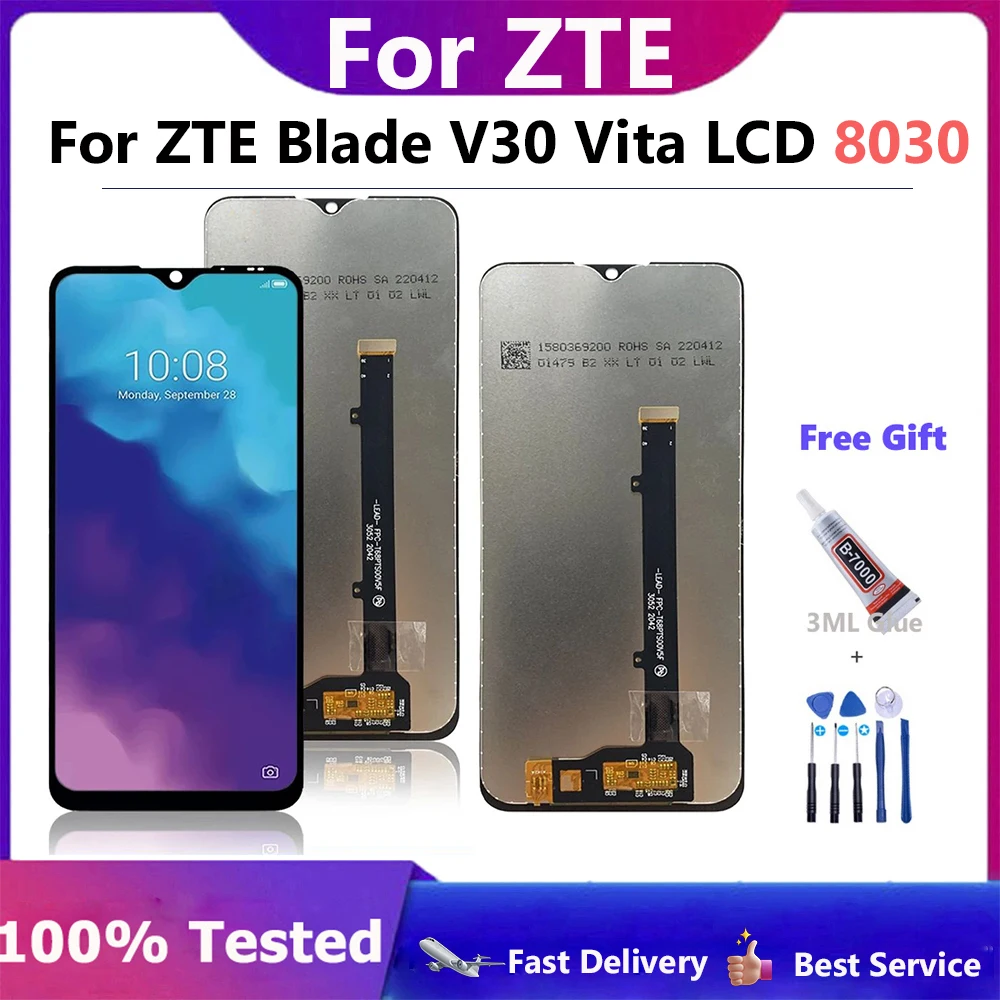 Peças OK testado 6.82 "Display Para ZTE Blade V30 Vita LCD 8030 Tela Touch Digitador Assembly Substituição do Módulo de Exibição V30vita