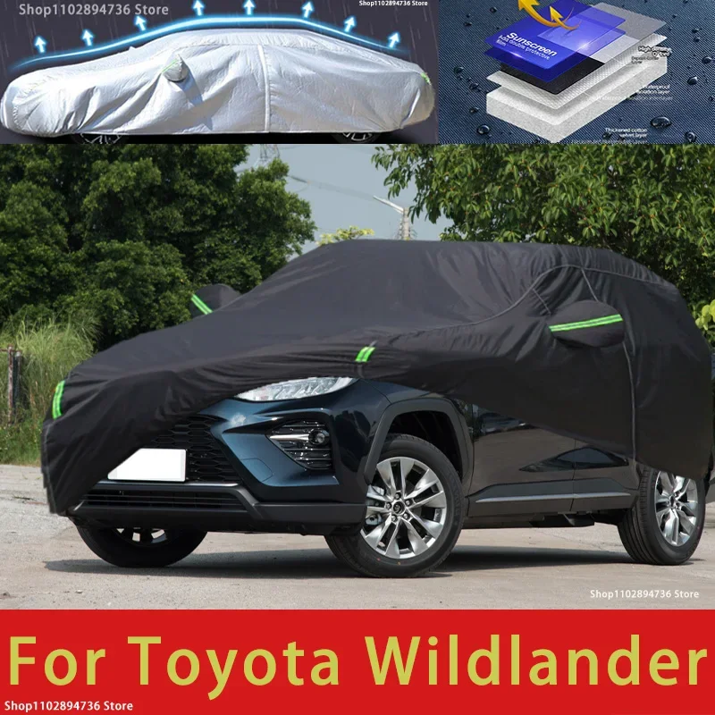 

For Toyota Wildlander Outdoor Protection Full Car Cover Snow Covers Sunshade Waterproof Dustproof Black Car Cover