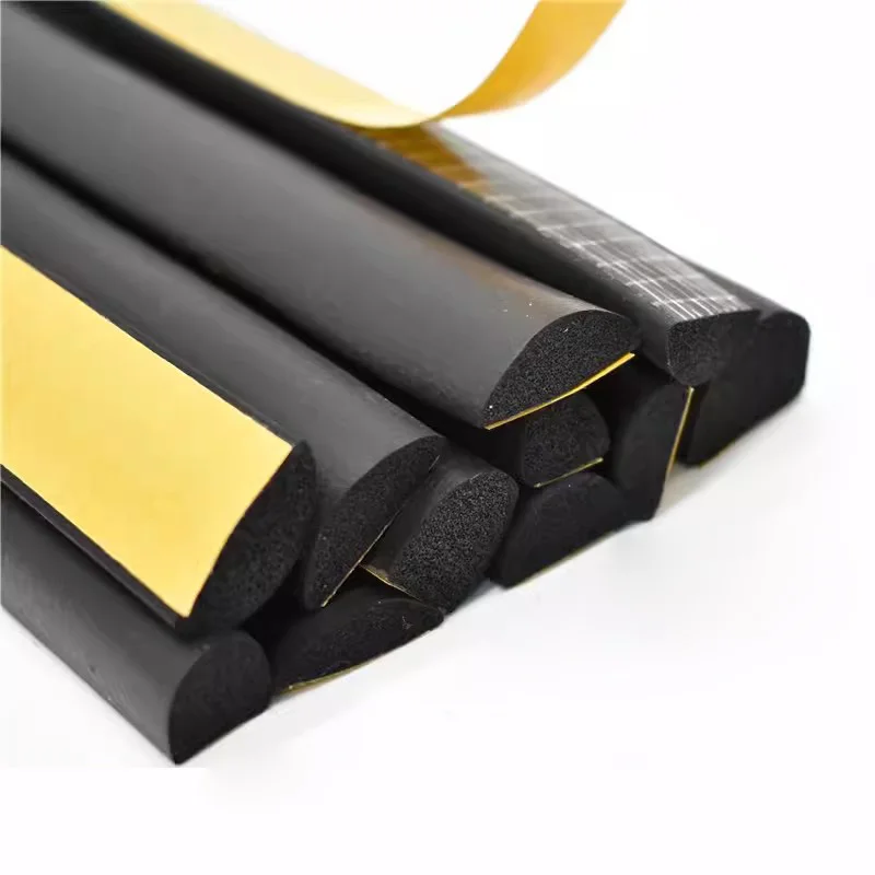 2-10m Rubber Sponge Seal Strip Door Window Seal Strip Self Adhesive Soundproof Anti-collision Tape Wall Insulation Acoustic Foam