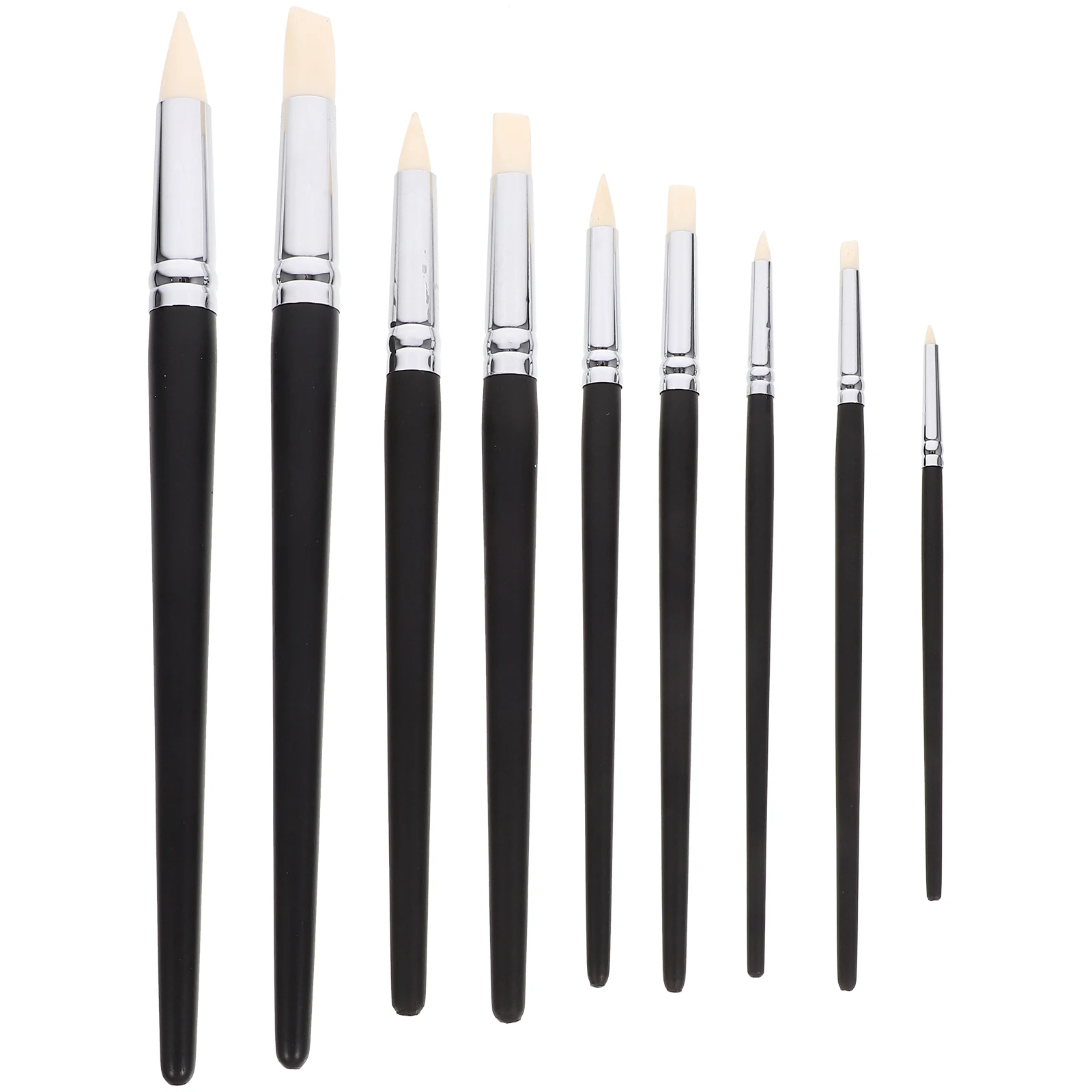 

9pcs Clay Sculpting Tools Black Carving Shaping Modeling Pen 8-28Mm Head 165-280Mm Plastic Handle Rubber Tip For Removing