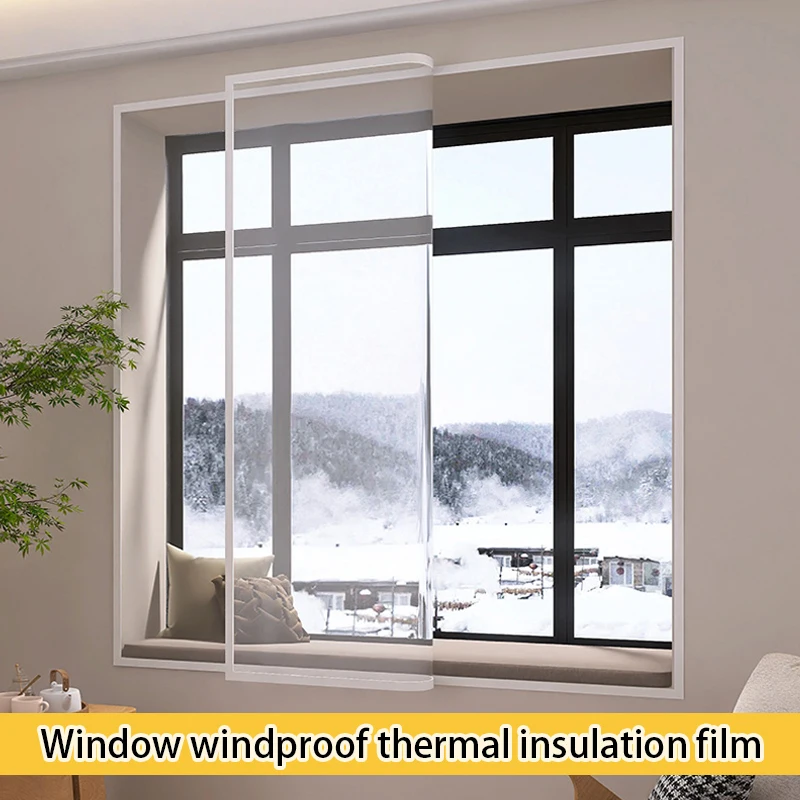 1-Pack Transparent EVA Winter Curtain, Double-Layer Thermal, Hook & Loop, Dustproof, Windproof, Easy to Install.