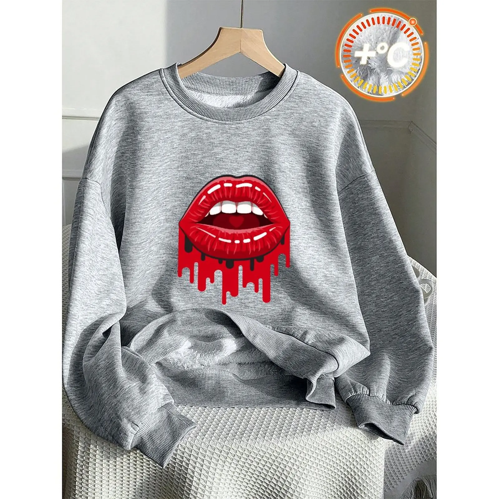 الخريف الشتاء ارتداء سترة الشتاء المخملية طويلة الأكمام نمط مطبوعة نمط منتظم طول مريح جولة الرقبة سترة