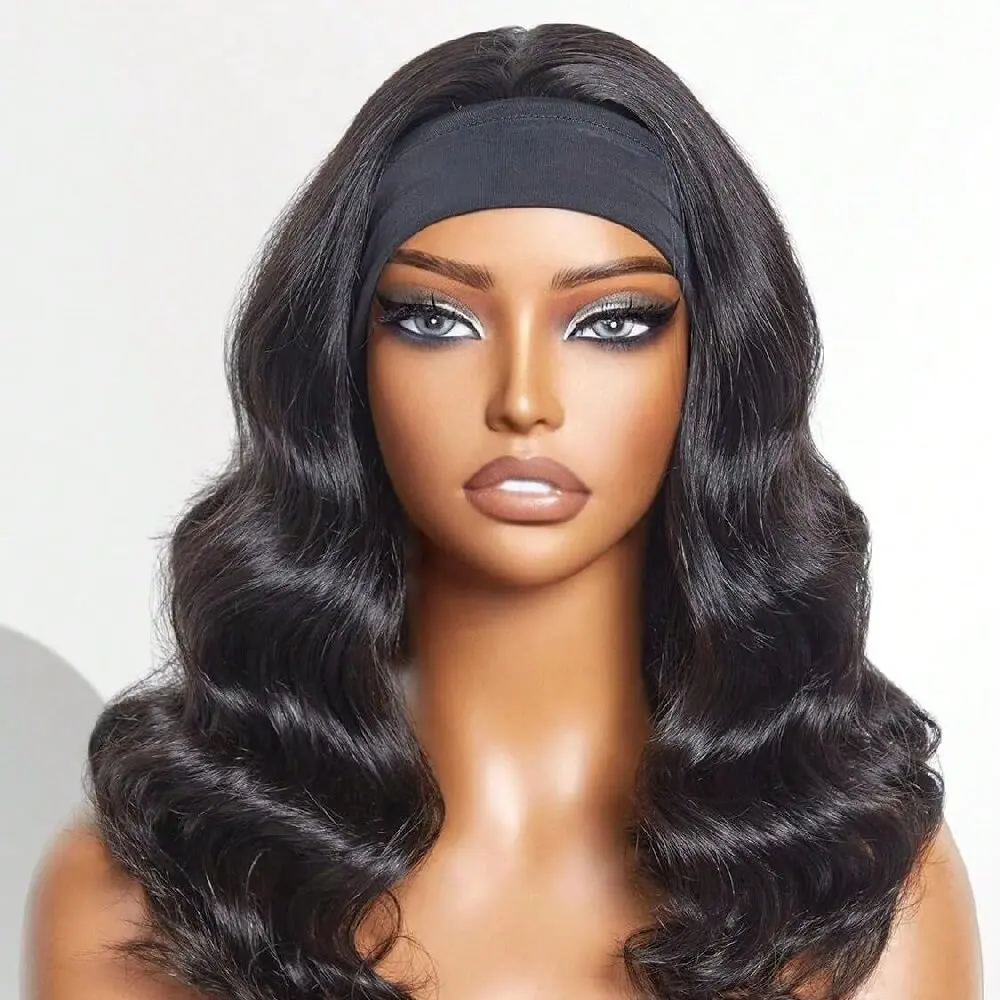 

40 42-дюймовый парик с повязкой на голову, объемная волна, парик из человеческих волос, плотность 200%, девственные бразильские парики из человеческих волос для чернокожих женщин, парик из человеческих волос