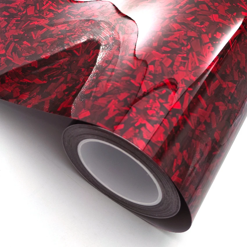Premium Red Forged Carbon Fiber Vinyl Wrap Gloss For Cars Motorcycle Interior Exterior Decoration DIY Self Adhesive Bubble Free