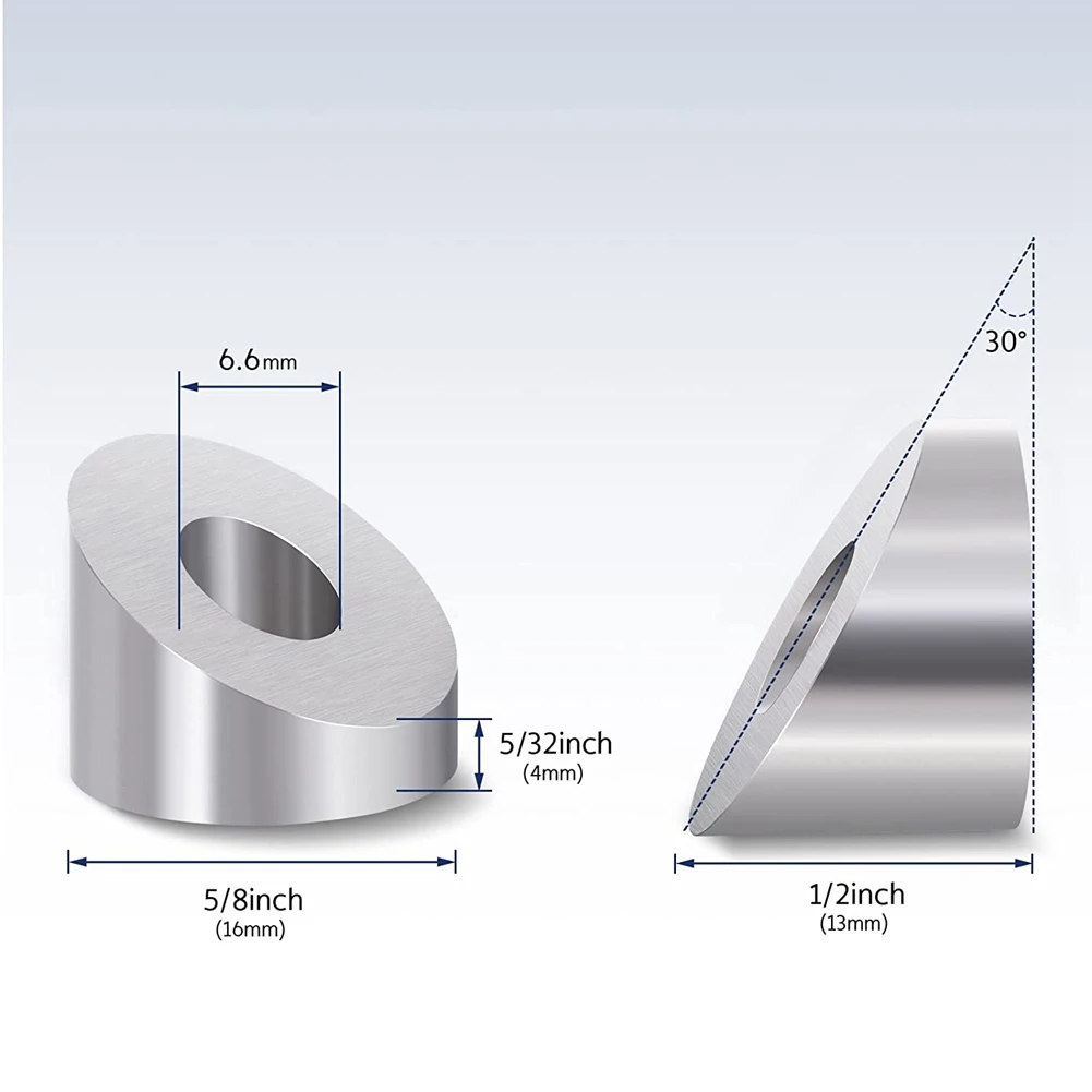 케이블 난간 키트용 스테인리스 스틸 앵글 베벨 와셔, 30 도 와셔, 1/4 인치, 6.6mm, 10 팩