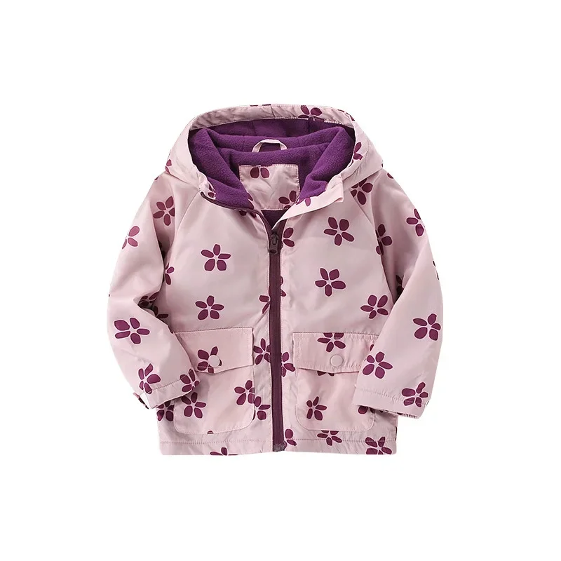 Little Boys Fall Jacket Contrast Color Christmas Tree Embroidery Zip Up Warm Hooded Long Sleeve Coat