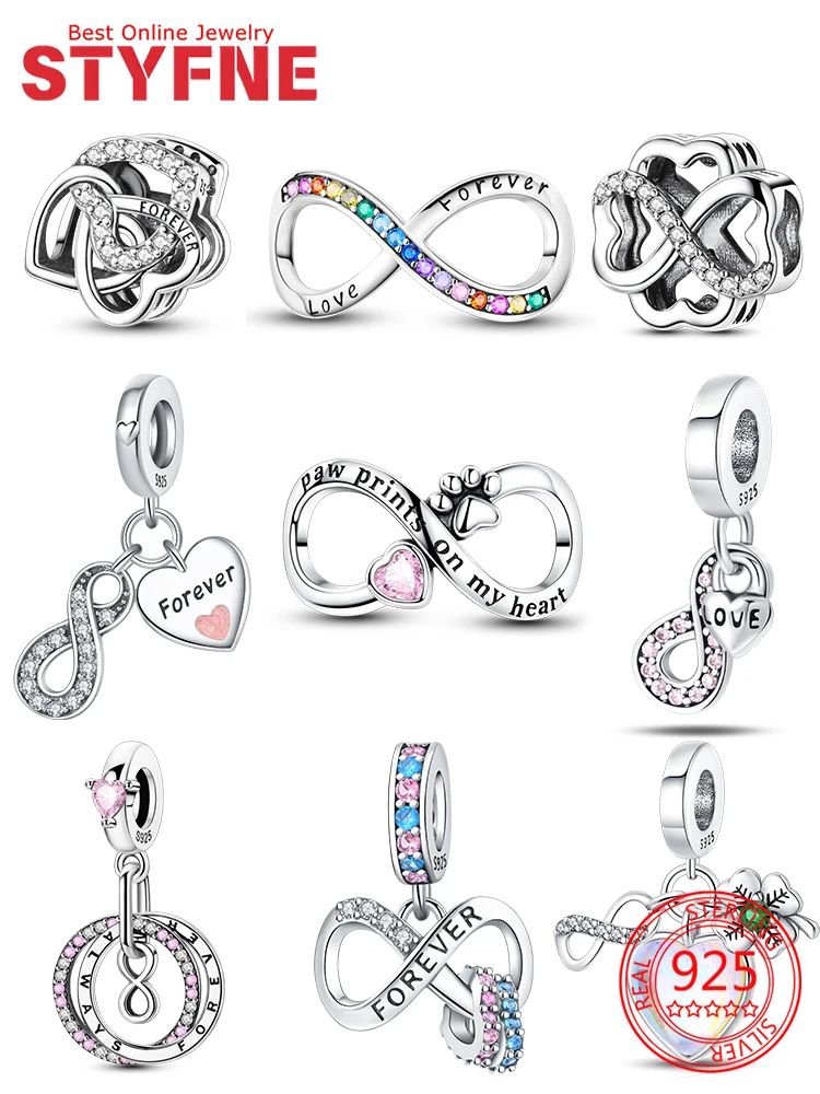 

Charms silver 925 Infinite Forever Love Heart Pendant Beads Fit Original Bracelets Beads for Women DIY Jewelry Making Gift