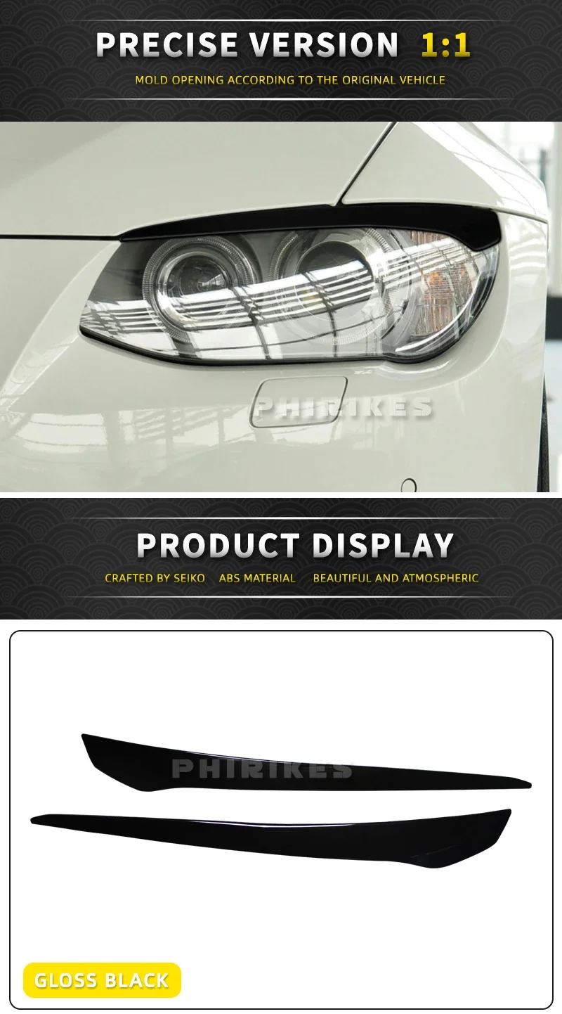 ABS Gloss Black Headlight Eyebrows Eyelid For BMW 3 Series E92 E93 3 Series 2007 2008 2009 2010 2011 2012 2013 2014