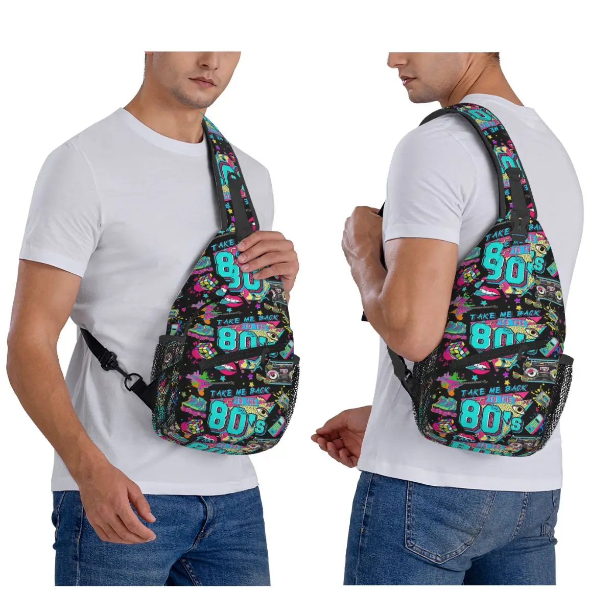 

Vintage 90s 80s Chest Bag Men Sling Crossbody Backpack Chest Bag Traveling Hiking Daypack Shoulder Bag