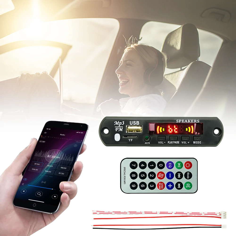 5/12V MP3 WMA Decoder Board USB TF FM Radio Bluetooth-Compatible 5.0 Audio MP3 Player Module Lossless Audio with Remote Control