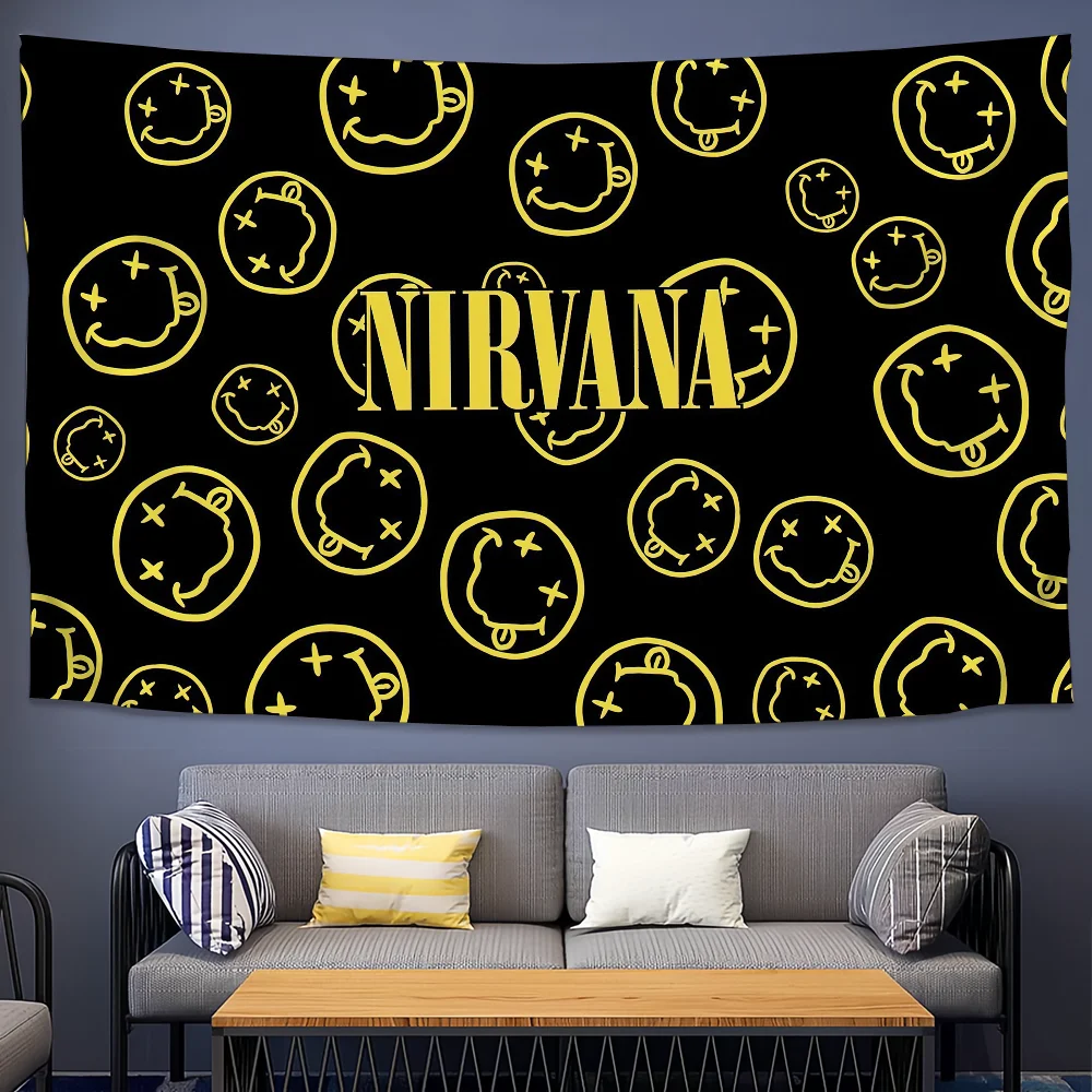 New Album Band N-NirvanaS Cool Tapestry Background Hanging Cloth Bedroom Tapestry Room Decor Aesthetic Tapestry Wall Hanging
