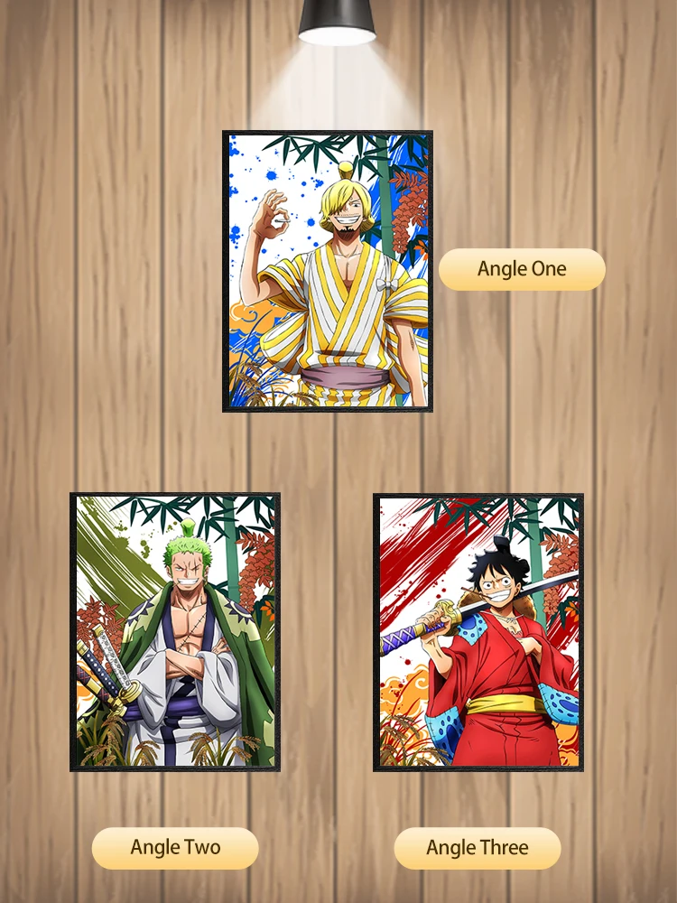 One Piece Anime 3D Lenticular Poster Luffy Sanji Zoro Flip Gradient Print Gifts Room Decor Wall Art(Without Frame)