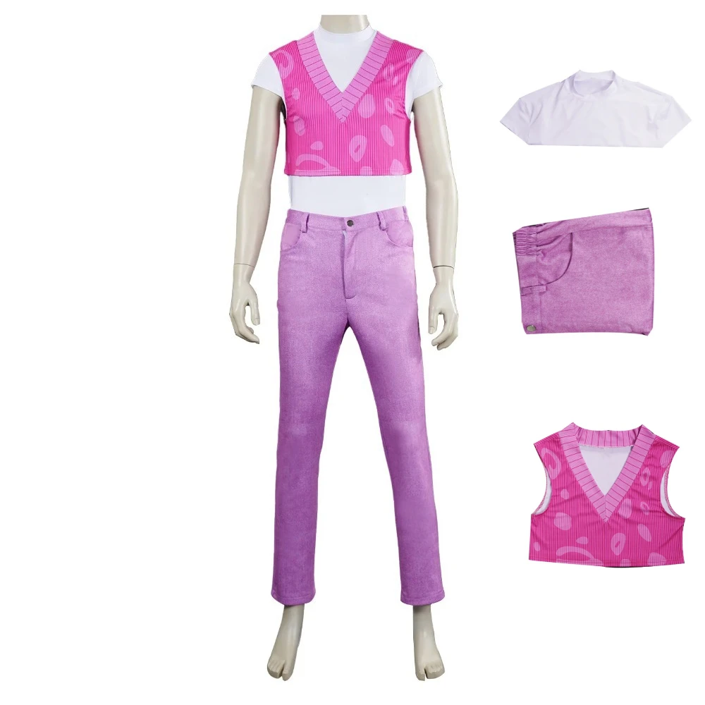 

k pop Saja Boys Group Jinu Mystery Cosplay Costume V-Neck Short Pink Vest Shirt Stage Performance Outfit for Halloween Party