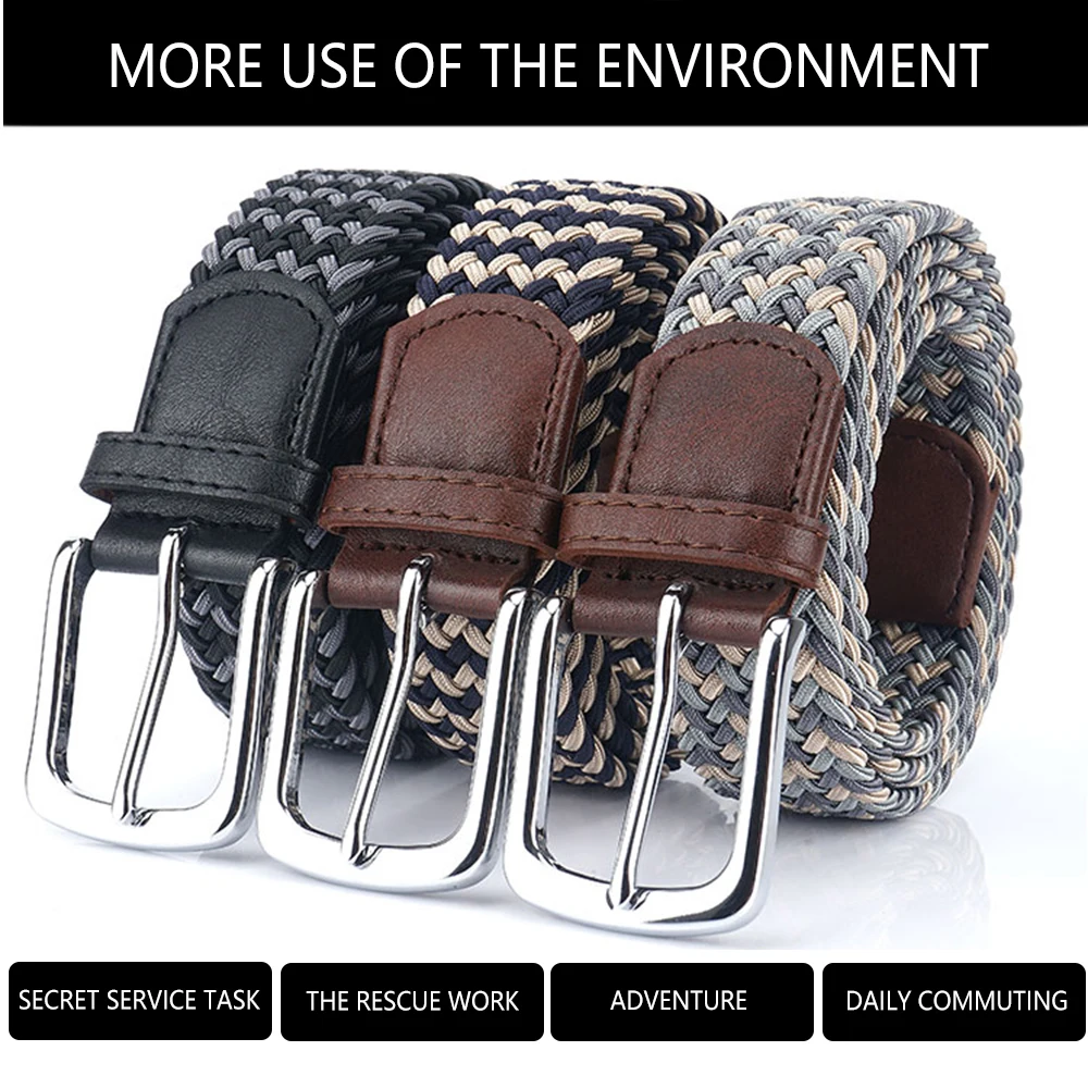 TUSHI Neue männer Nicht-loch Woven Gürtel Elastische Stretch Leinwand Gürtel Weiblichen Koreanischen Stil Vielseitig Student Hosen Denim gürtel Luxus – Detail 2