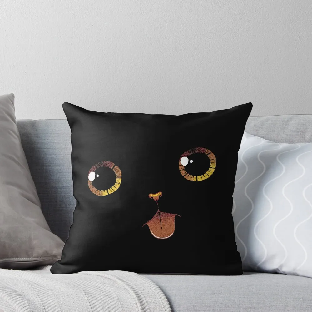 Cute Black Cat Minimalist Tongue by Tobe Fonseca Throw Pillow luxury home accessories Elastic Cover For Sofa pillow