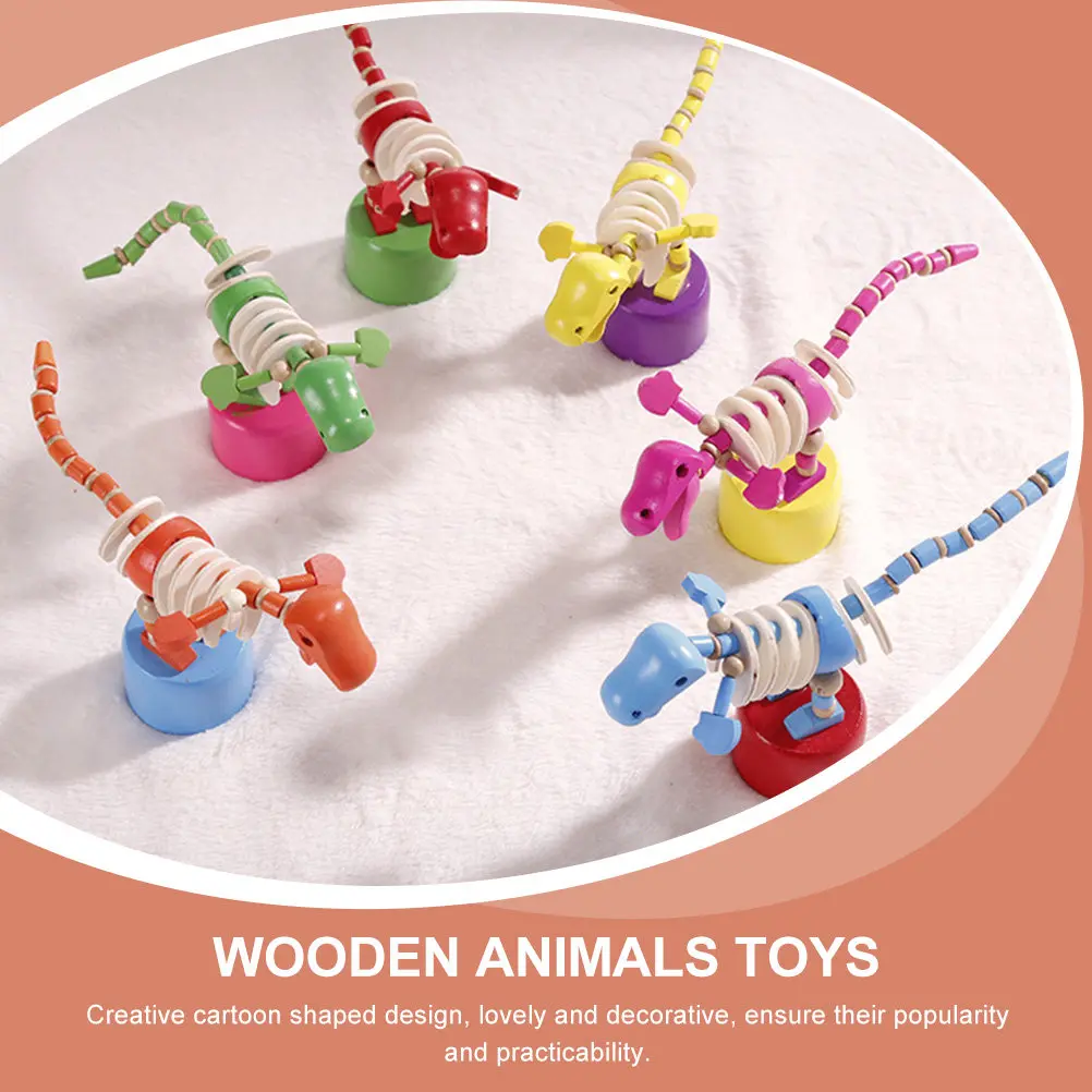 2 stuks dinosaurus schommeldier in de vorm van houten speelgoed kinderen educatief swingend cartoon interieur versterken vinger