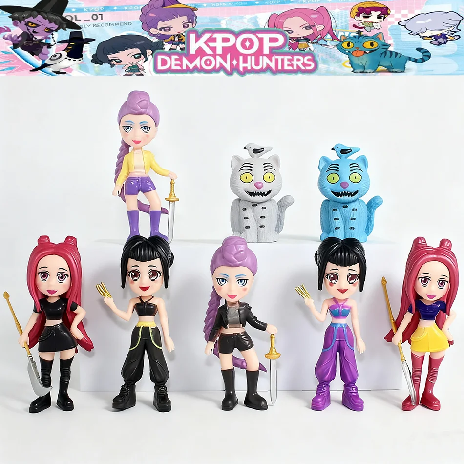 8 pz/set Kpop Demon Hunters Action Figure Toy Derpys Tiger Rumi Mira Zoey Sussy Figurine Doll Per Ventole Regalo