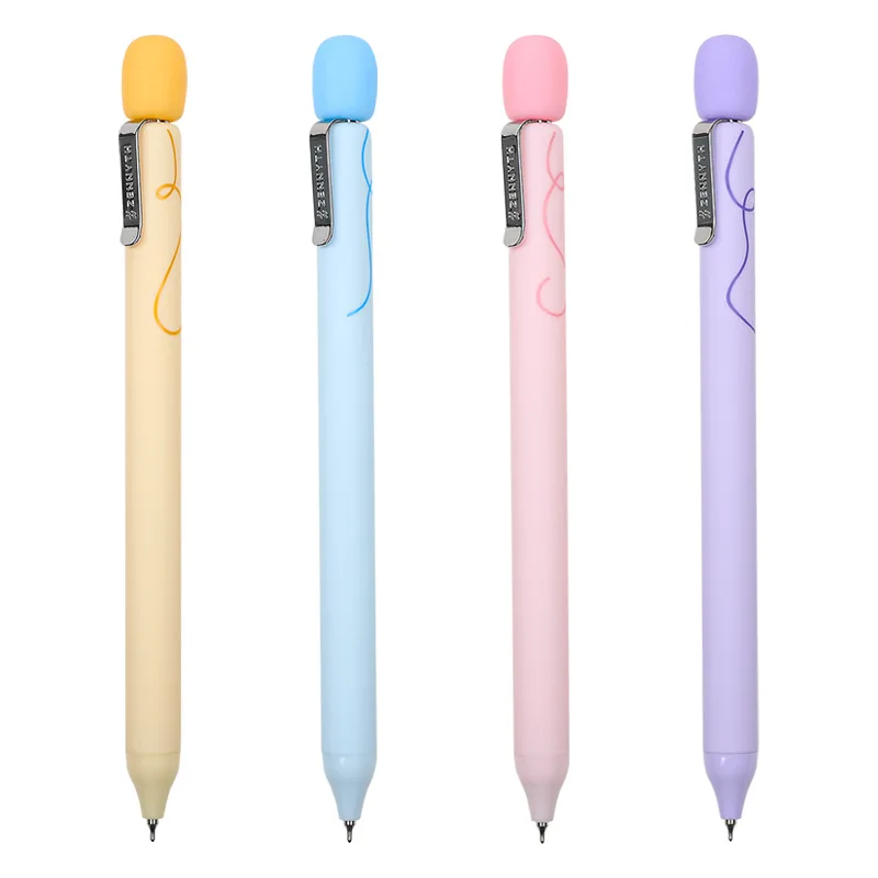 Kawaii 2pcs/Set Press Neutral Pen Decompression Stationery 0.5MM Quick Drying Black Core Comfortable Grip Signature Pen Student