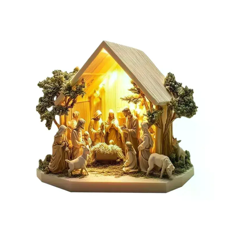 Desktop Decor Family Statue Jesus Tree Of Life Newborn Acrylic Flat Plate Desktop Decoration Ornaments For Home Decor
