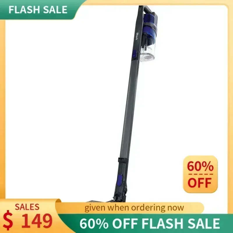 PMD4-Shark IX141 Pet Cordless Stick Vacuum XL كوب غبار، مصابيح أمامية LED، محمولة باليد قابلة للإزالة، أداة شقوق، وقت تشغيل 40 دقيقة، رمادي/Ir،