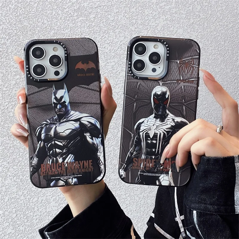 Luxury S-Spider Man Blue Light Phone Case For Apple iPhone 14 13 12 11 Pro Max Cute Anime Superhero Anti-fall Protective Cover